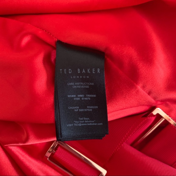 NWT Ted Baker red ribbon adjustable strap fitted knee-length dress - Picture 15 of 16
